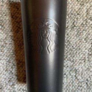 Starbucks coffee mug black pewter color with lid